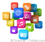 Software concept: cloud of program icons isolated on white background